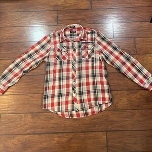 Eighty Eight Platinum Mens XL Long Sleeve Red Button Down Plaid Shirt Cotton